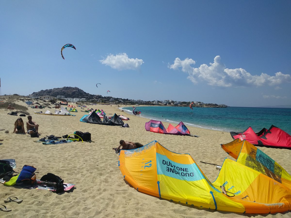 mikri viglia beach full of kites