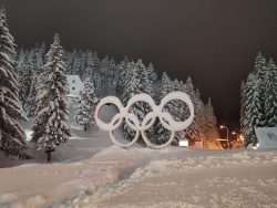 Olympic logo under snow on Jahorina
